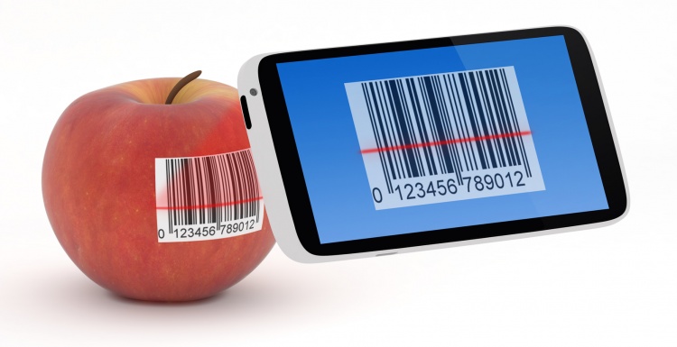 Smartphone scans barcode on apple; copyright: panthermedia / Roberto Rizzo...