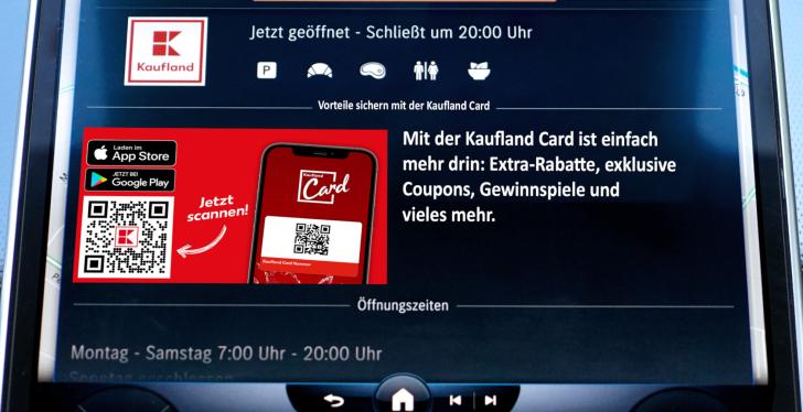 Werbung für die Kaufland-App und Kaufland-Card auf dem Bildschirm eines...