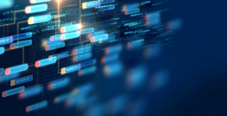 Foto: Blockchain-Netzwerkprinzip als Grafik dargestellt; copyright:...