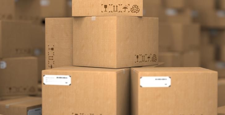 a stack of cartons