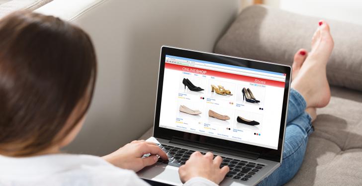 A woman shopping shoes online