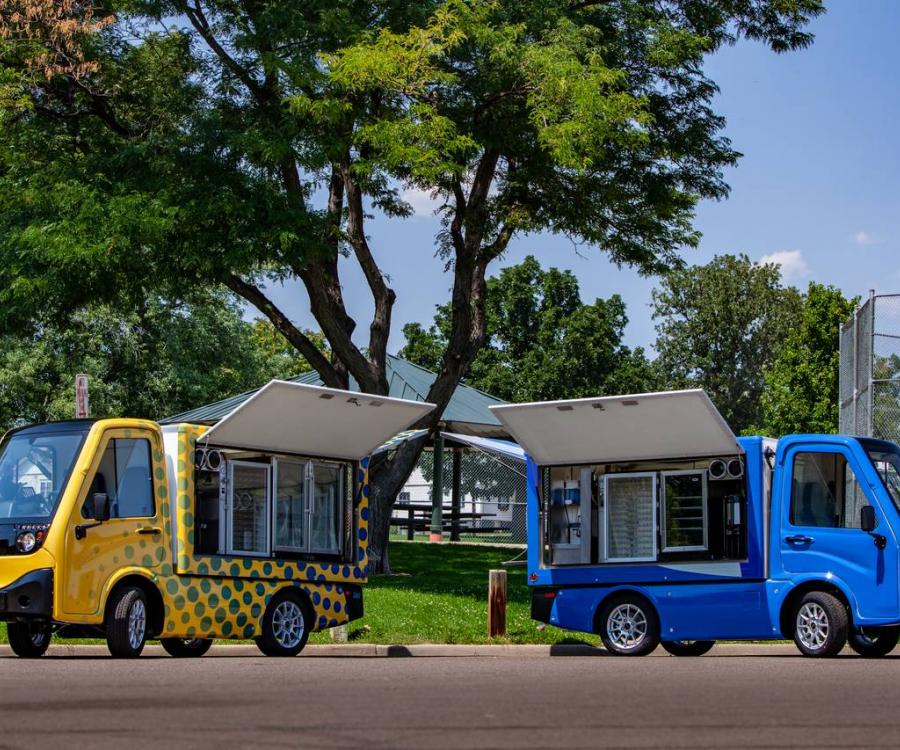 Photo: Electric vehicles for safe on-the-go food distribution during pandemic...