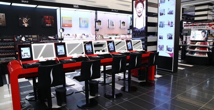 A view into a modern Sephora brick and mortar store...
