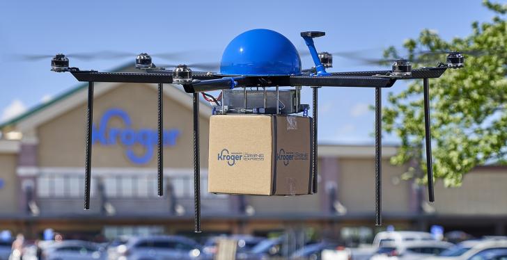 flying drone with package