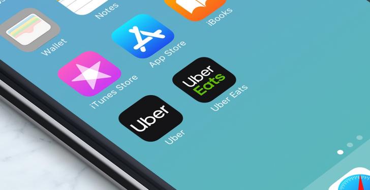 Uber App and Uber Eats App shown on Smartphone