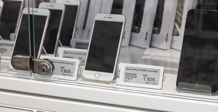 IPhones with electronic price tag