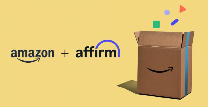 logos of Amazon and Affirm next to an Amazon package...