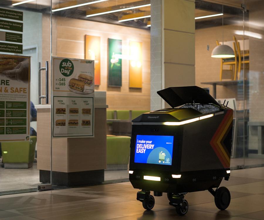 Photo: Fully autonomous delivery robot delivering in both indoor and outdoor...