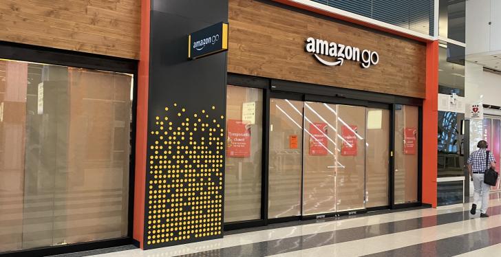 Shopping center with a closed Amazon Go store