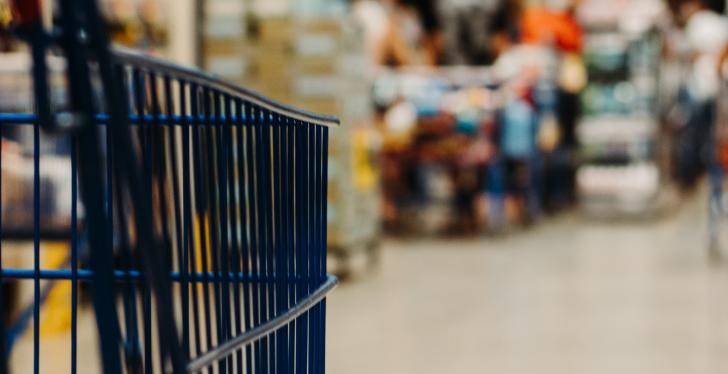 A shopping cart in a store