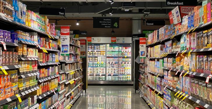 An aisle in a supermarket