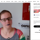 A woman testing virtual make-up try on in a webshop...