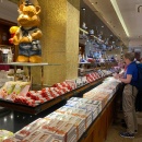 A bear in a sailors costume welcomes customers to the Niederegger store in...