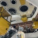 The yellow gondolas in the Thalia flagship store.