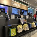 The modern checkout in the flagship store.