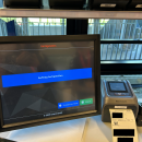 Shipping order is ready for completion, label printer starts printing the...