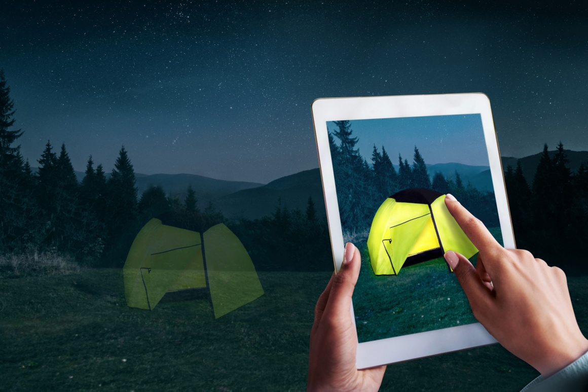 A picture of a tent displayed on a tablet