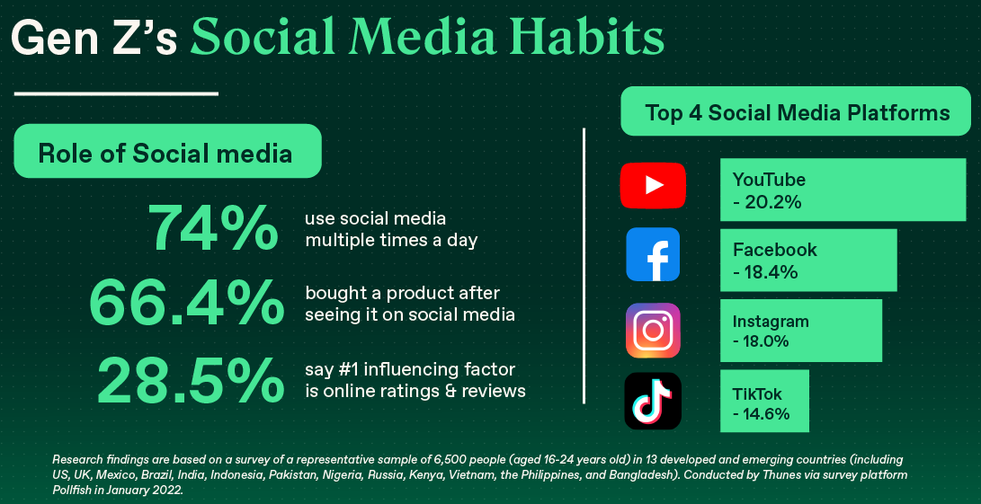 A graphic showing the main results of the GenZ survey...