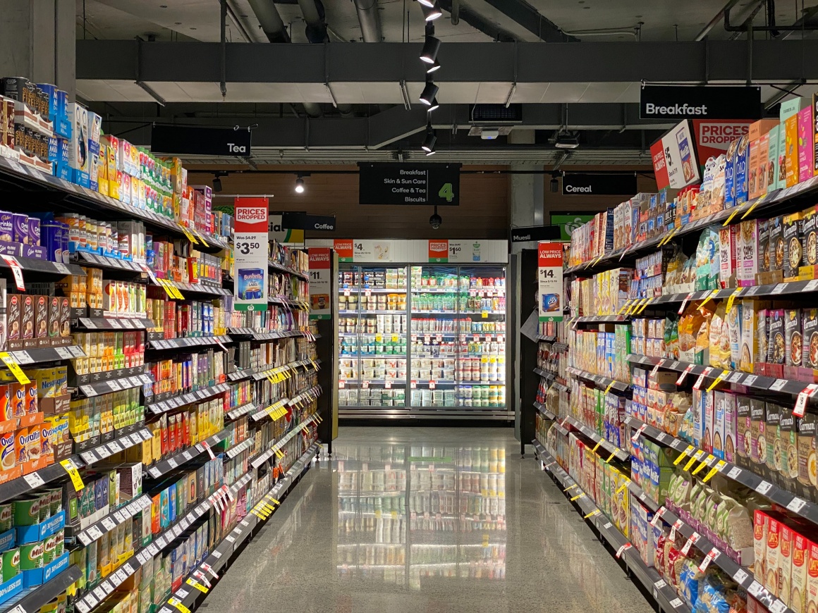 An aisle in a supermarket