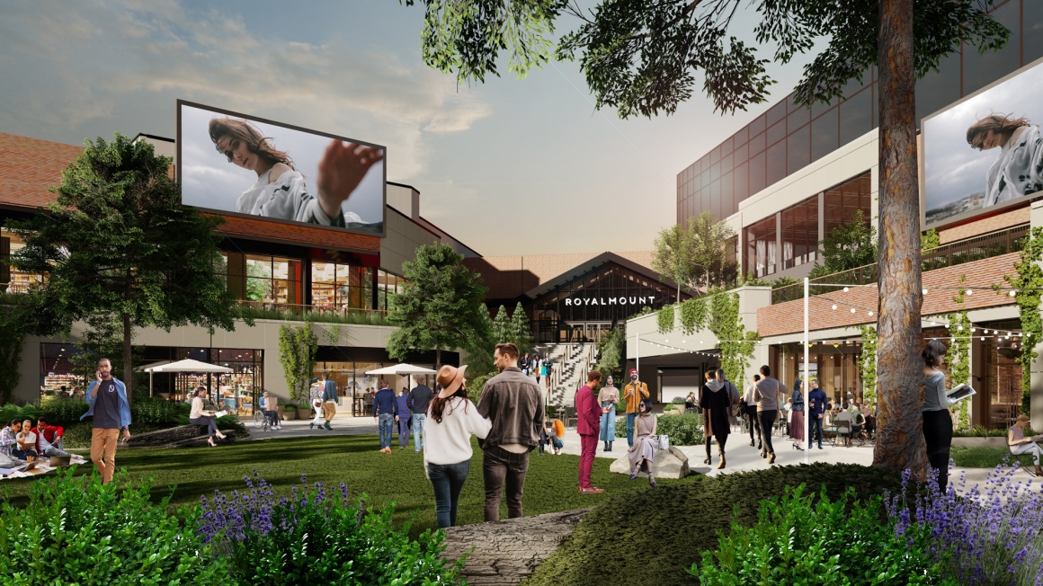 Rendered image of the Royalmount shopping centre