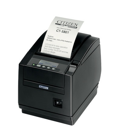 A black receipt printer