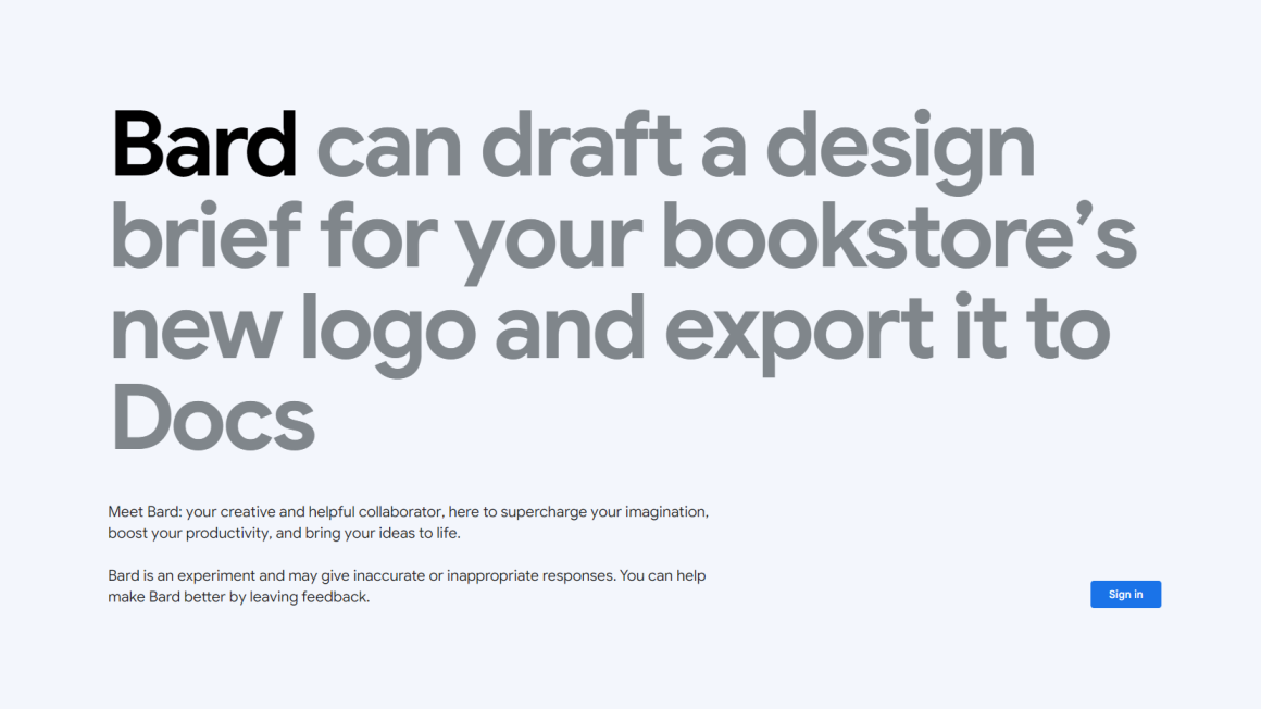 An image from Bard with text: Bard can draft a design brief for your bookstores...