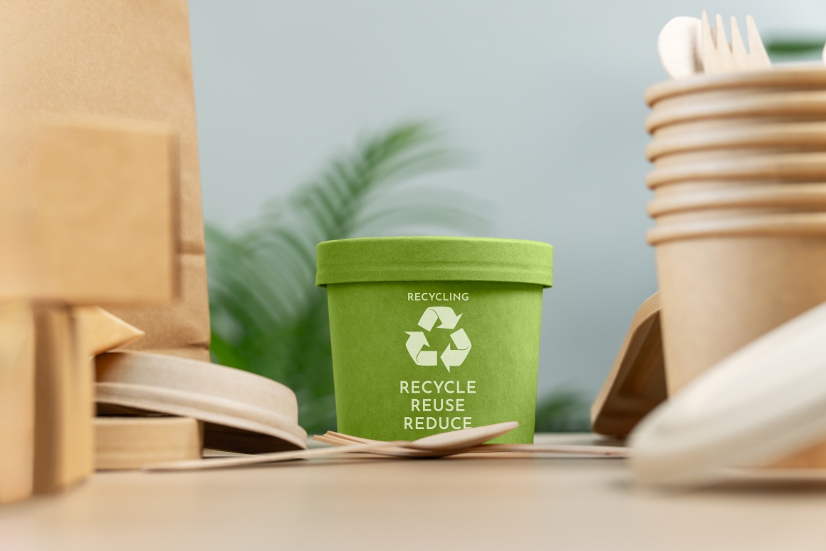 Recyclable cardboard bowls.