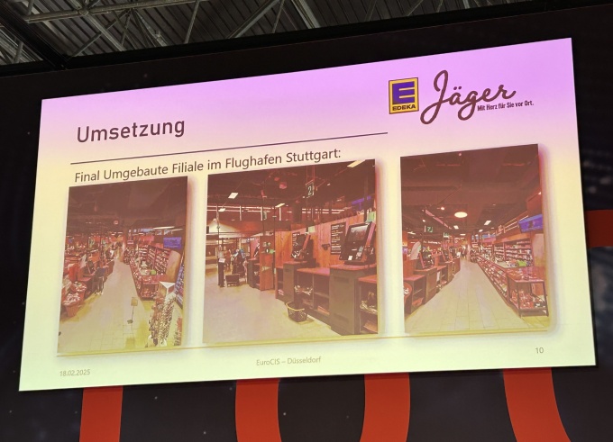 A PowerPoint slide showing pictures from the remodeled Edeka Jäger....