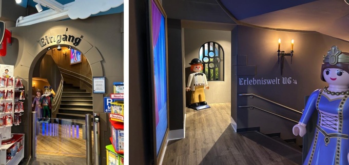 The entrance to the play area with life-size figures....