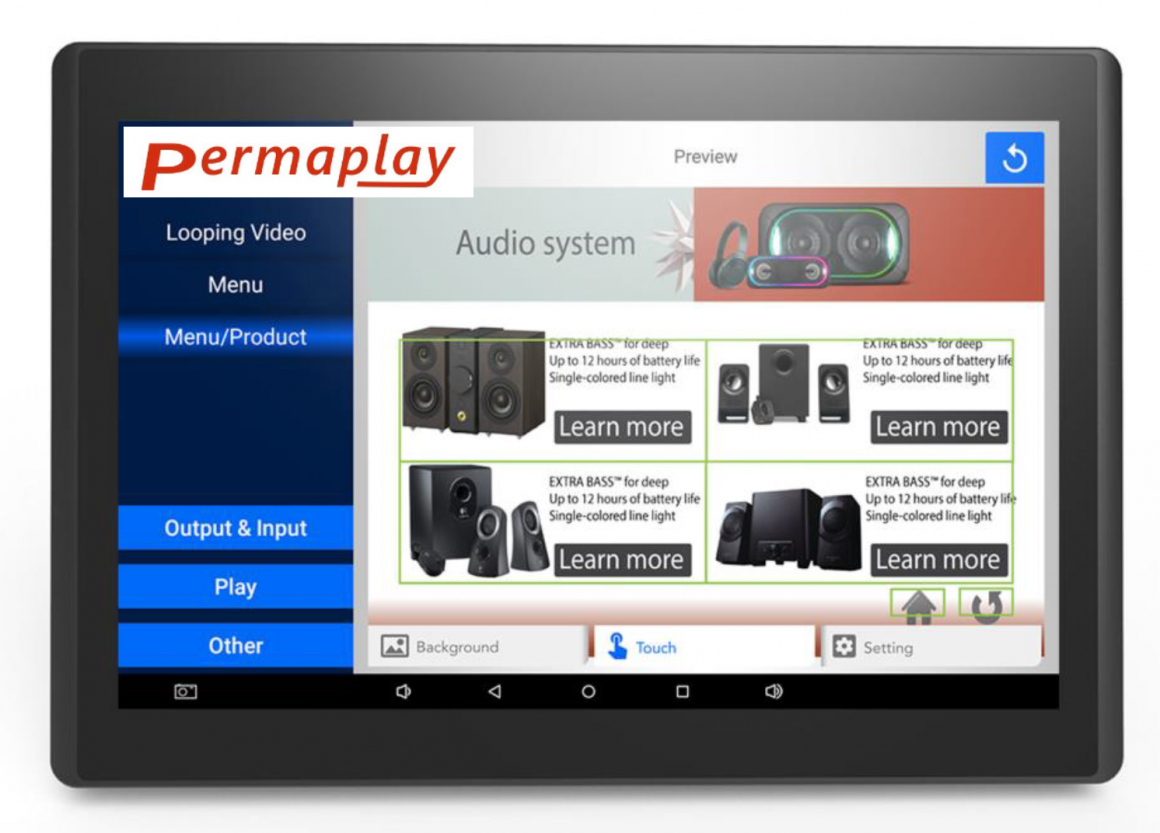 Auswahlbildschirm der POS-TOUCH-Software auf Bildschirm; copyright: Permaplay...