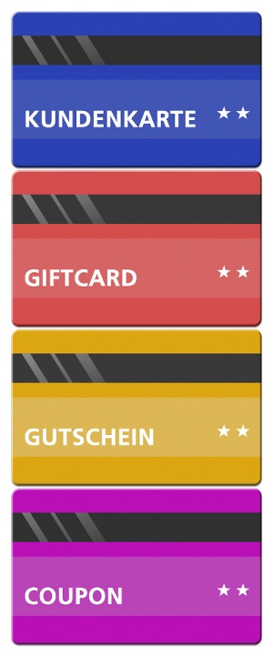 Graphic giftcards and voucher cards; copyright: Superdata...