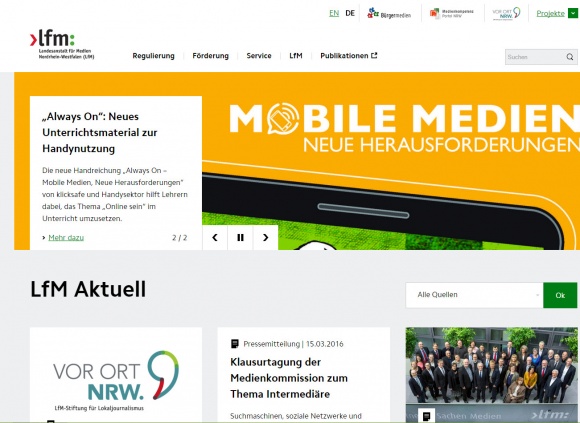 Ein Beispiel für eine barrierefreie Webseite: www.lfm-nrw.de...