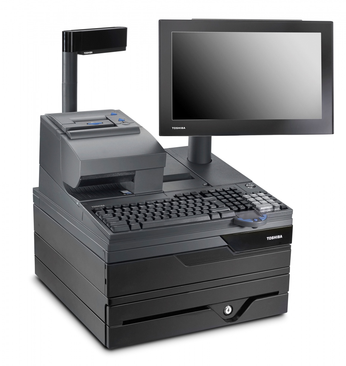 A cash register on white background