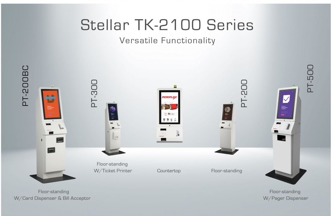 A graphic with several self-service kiosk pillars and technical information...