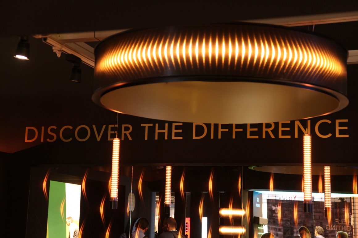 A booth and the illuminated lettering Make the difference....