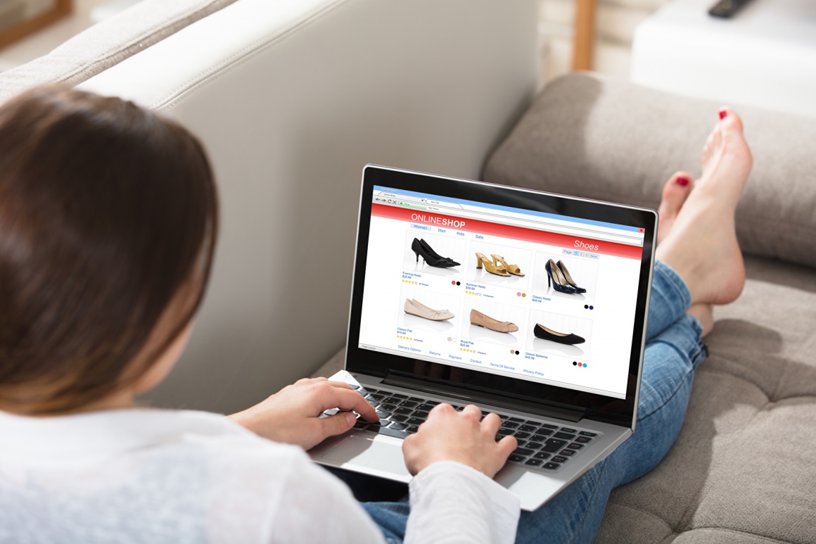 A woman shopping shoes online