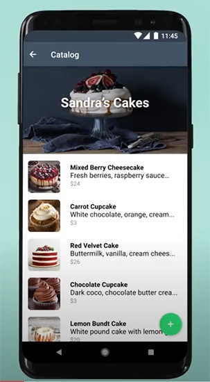 Screenshot Abbildung smartphone with WhatsApp Business catalog...