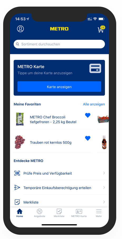 A screenshot of the METRO Companion app