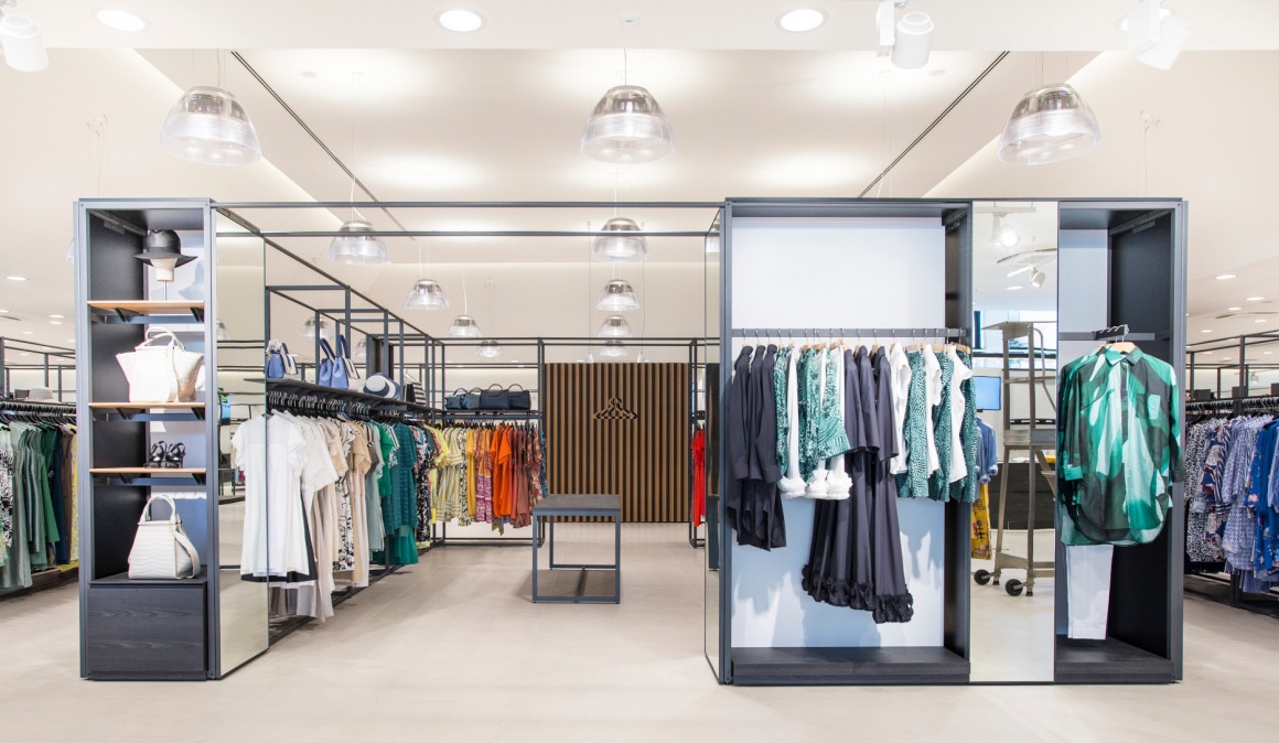 The interior of a modern fashion store