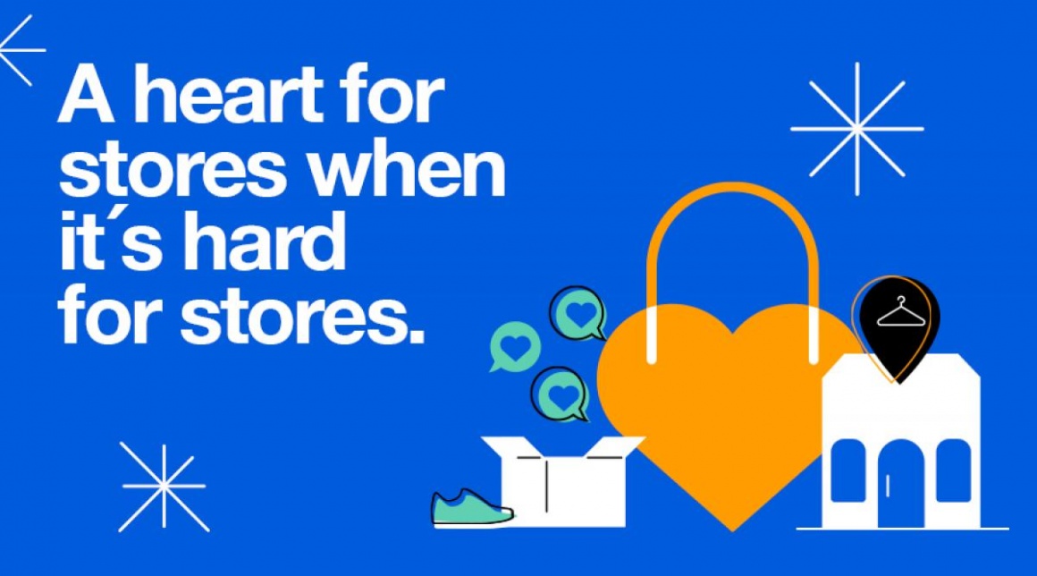 Graphic from Zalando with lettering: A heart for stores when it is hard for...