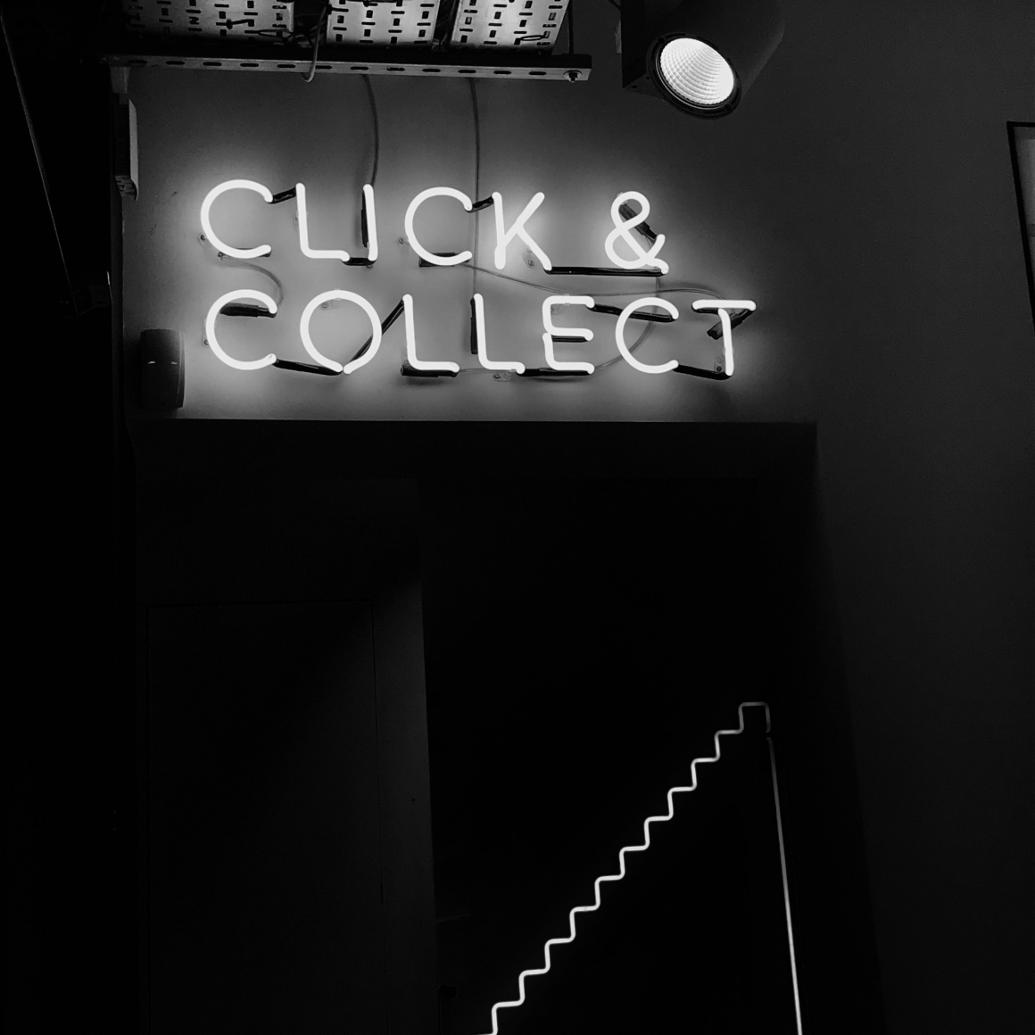 illuminated sign saying Click&Collect