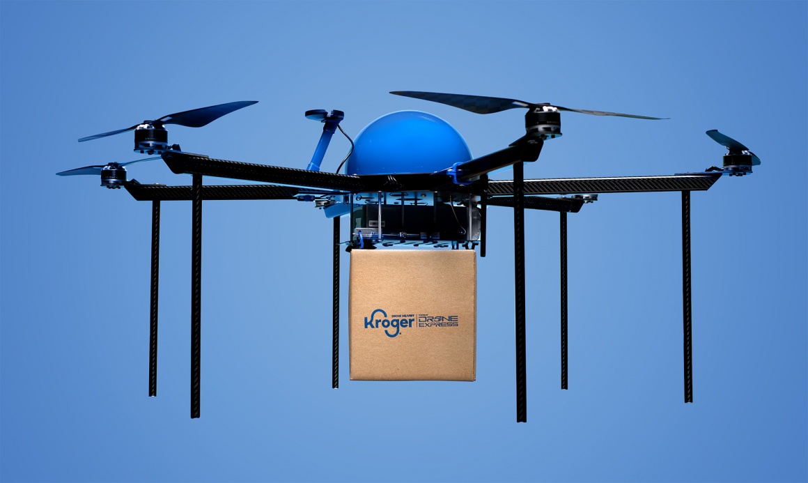 flying drone with package