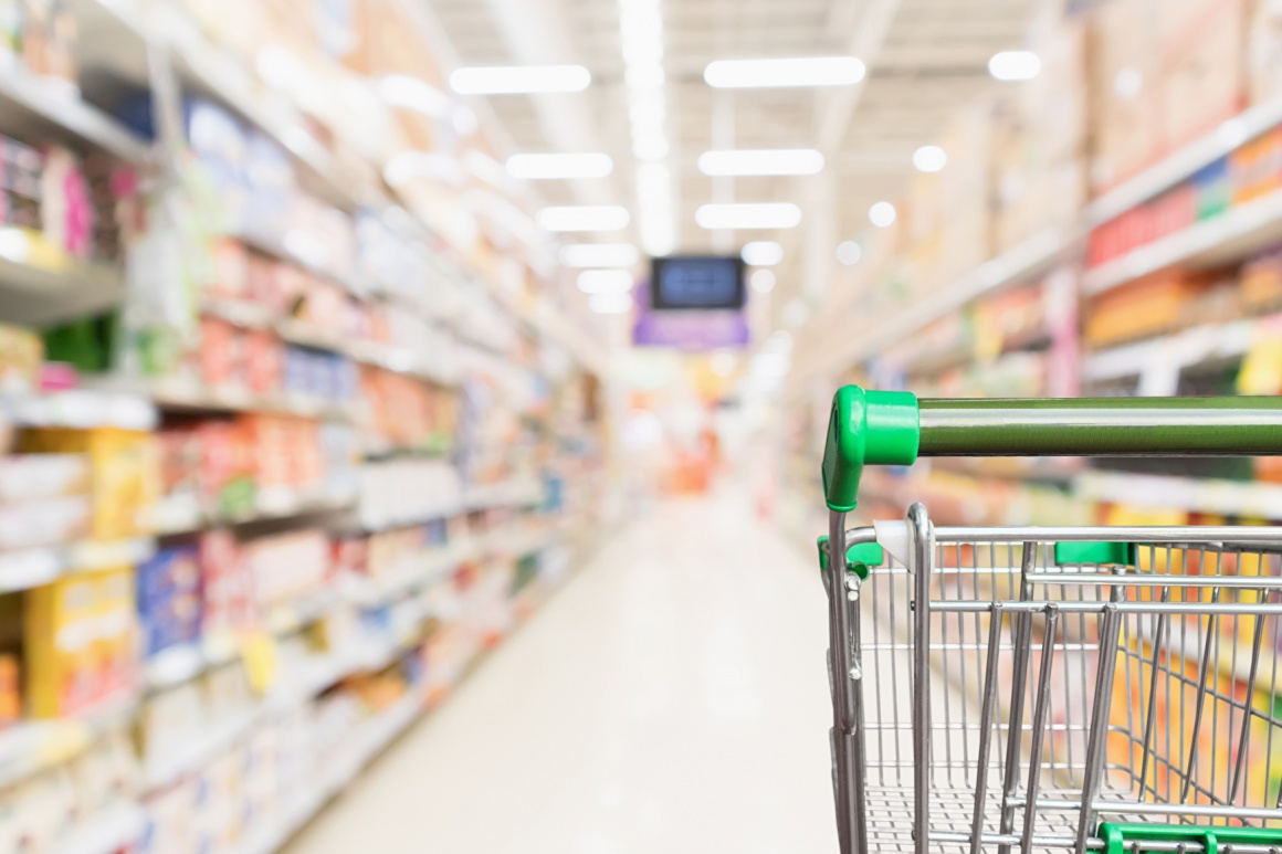 Shopping cart in a supermarket